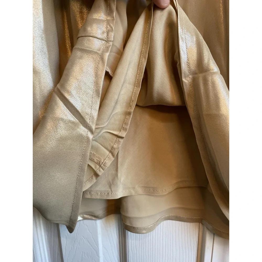Anthropologie Satin Maxi Skirt in Champagne